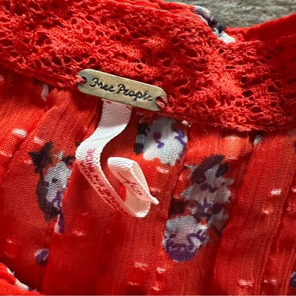 Free People Red Floral Blouse - Picture 3 of 10